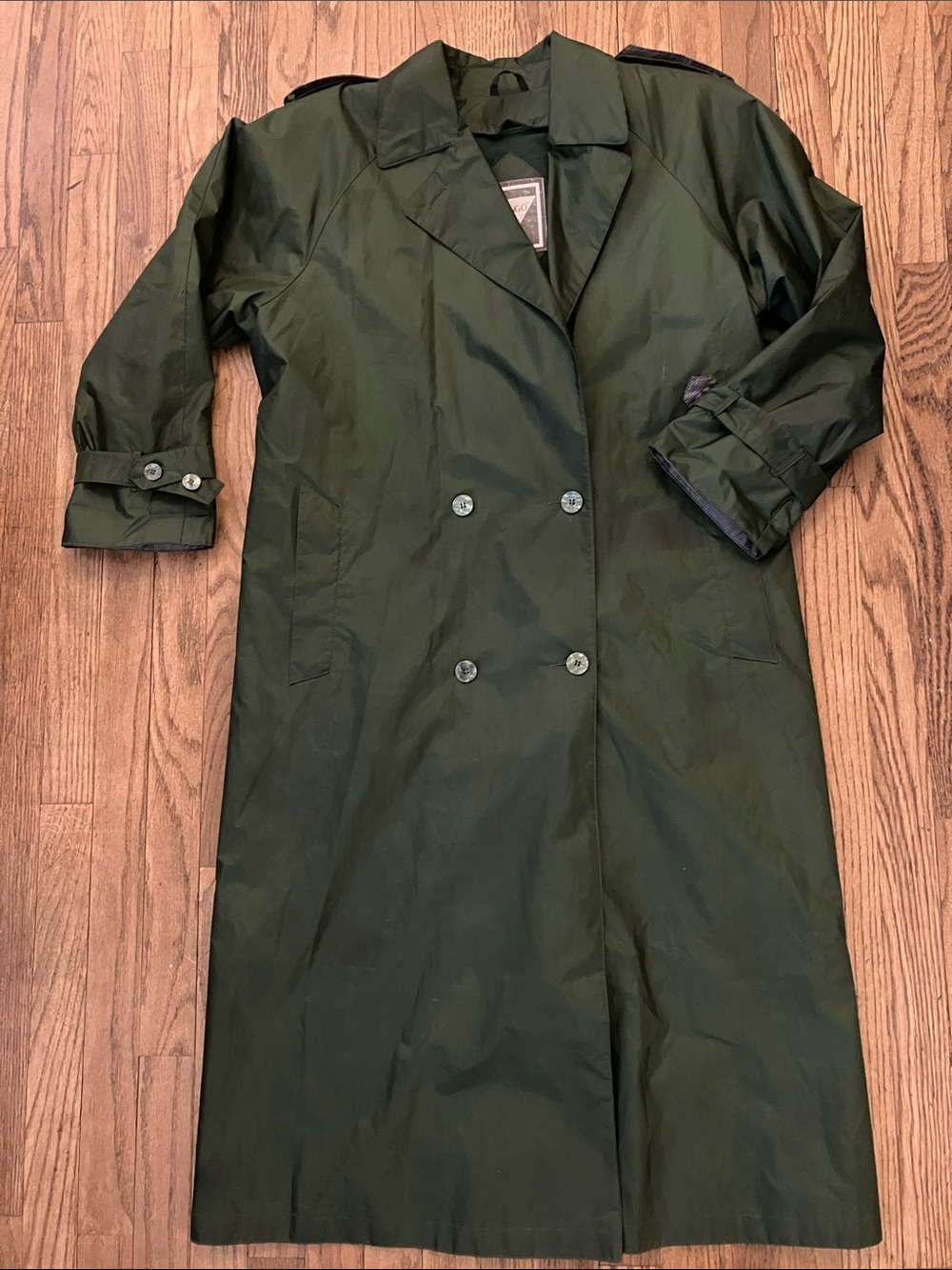 Women's Double-Breasted Trench Coat - Deep Olive Green